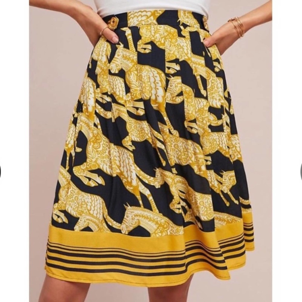 Anthropologie Maeve Jade horse A-Line Skirt